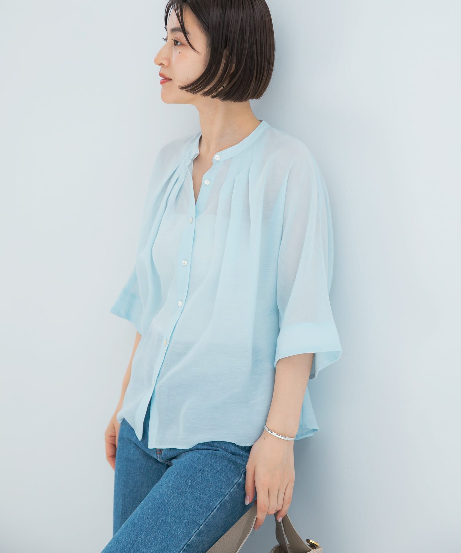 URBAN RESEARCH ROSSO「『WEB/一部店舗限定』リネン混ドルマンタックブラウス」|シャツ・ブラウス|