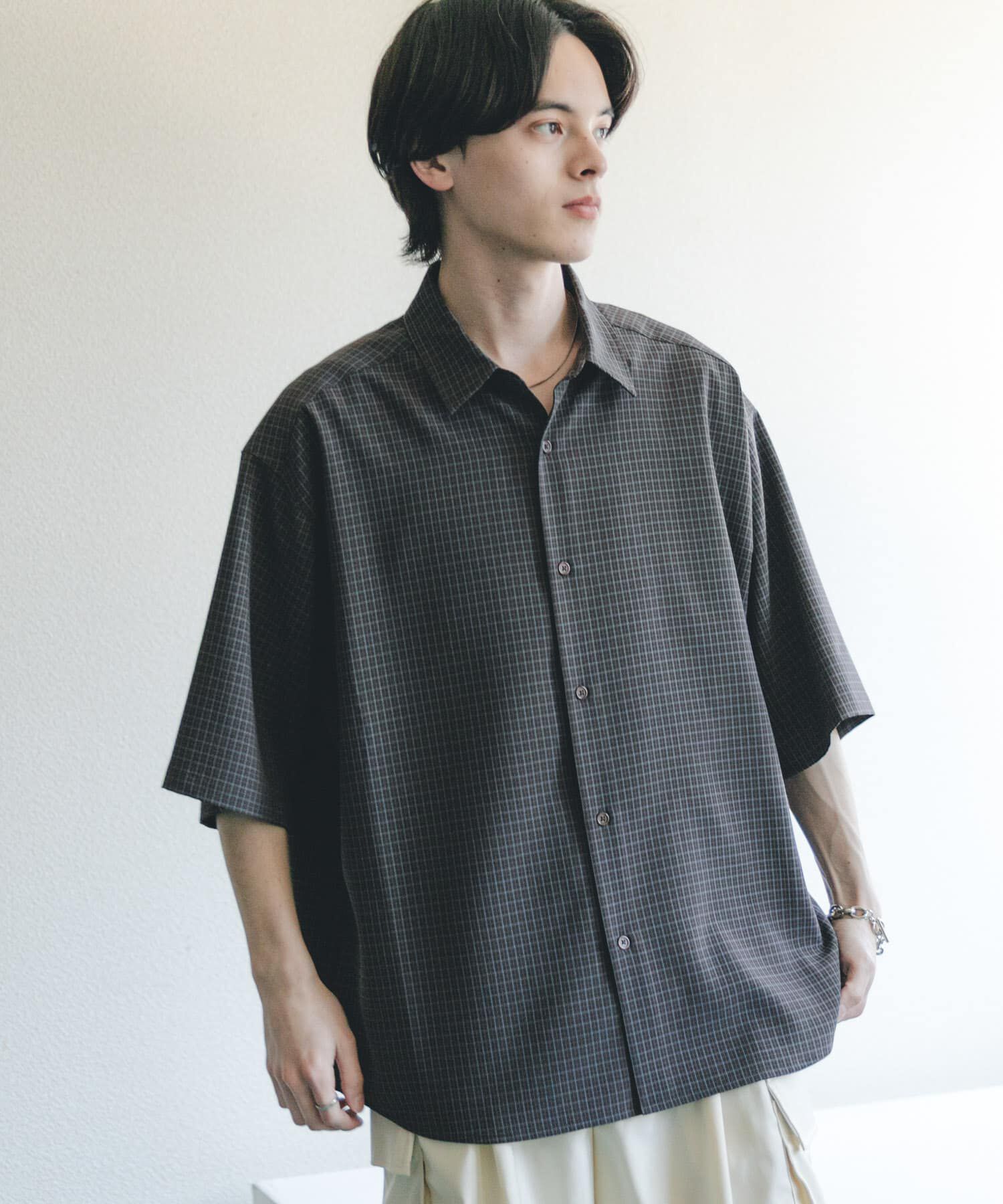 SENSE OF PLACE by URBAN RESEARCH「マイクロチェックエクストラルーズショートスリーブシャツ」|シャツ・ブラウス|