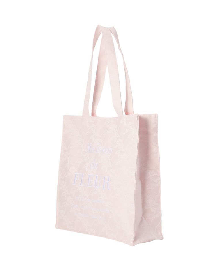 Maison de FLEUR「リボンレースブランドロゴ刺繍スクエアトート」|トートバッグ|