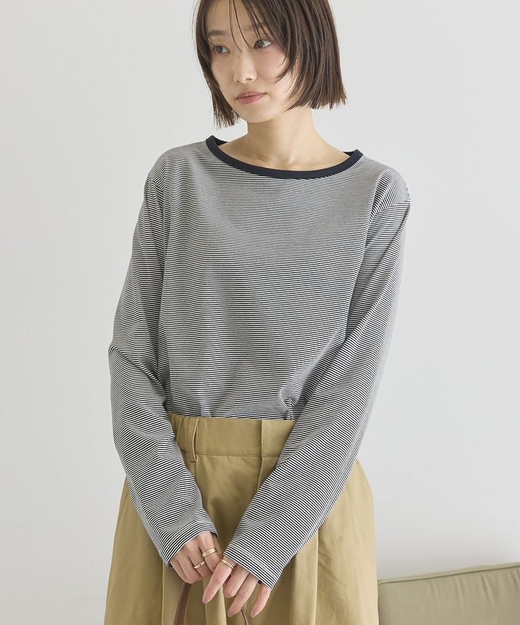AMERICAN HOLIC「シアーカラーボーダープルオーバー」|Tシャツ・カットソー|Dark Navy