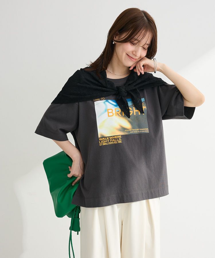 Green Parks「SET2点フォトTシャツ＋レーススカーフ」|Tシャツ・カットソー|