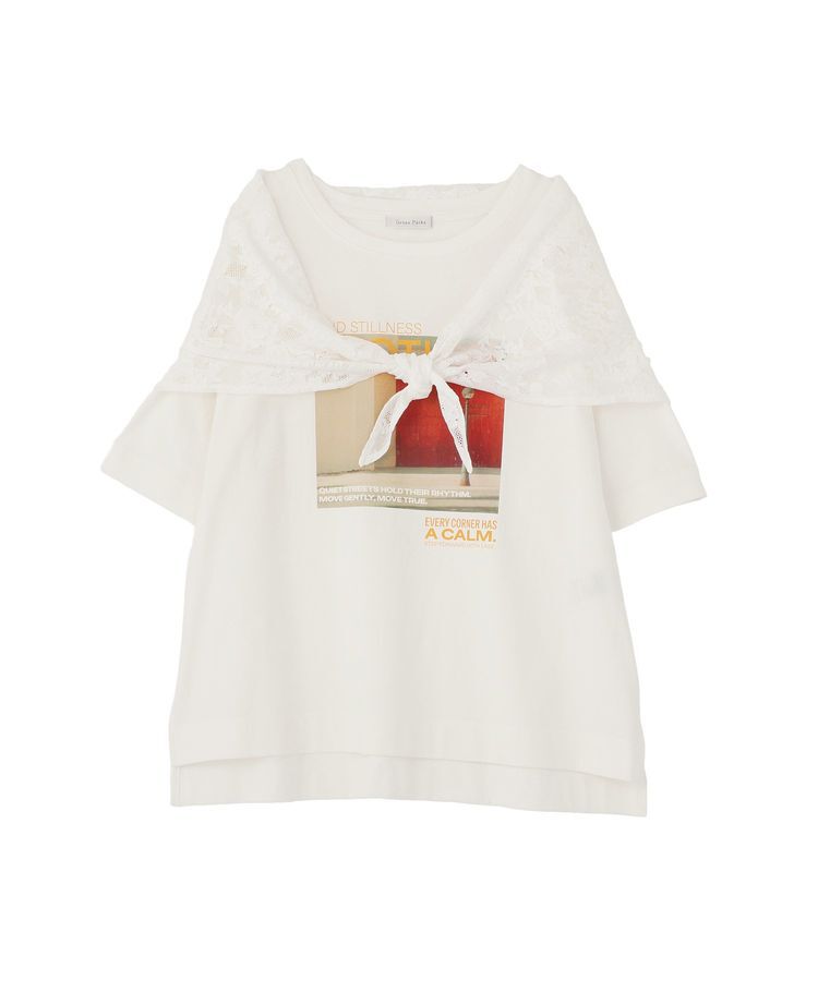 Green Parks「SET2点フォトTシャツ＋レーススカーフ」|Tシャツ・カットソー|