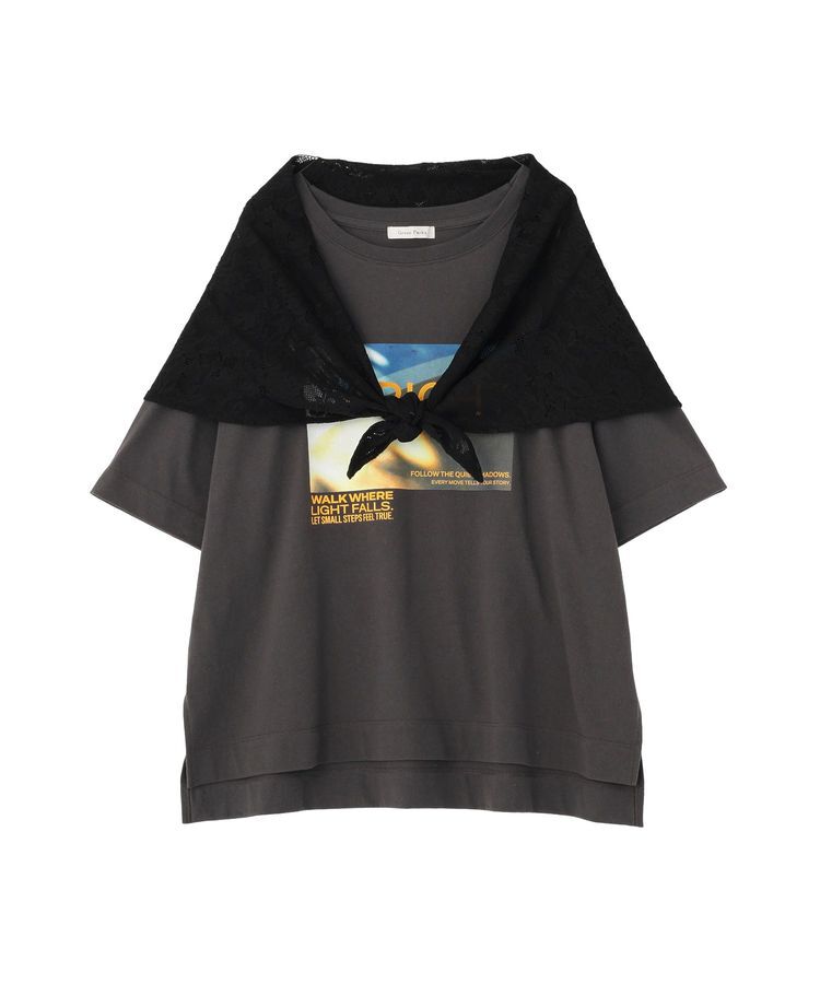 Green Parks「SET2点フォトTシャツ＋レーススカーフ」|Tシャツ・カットソー|