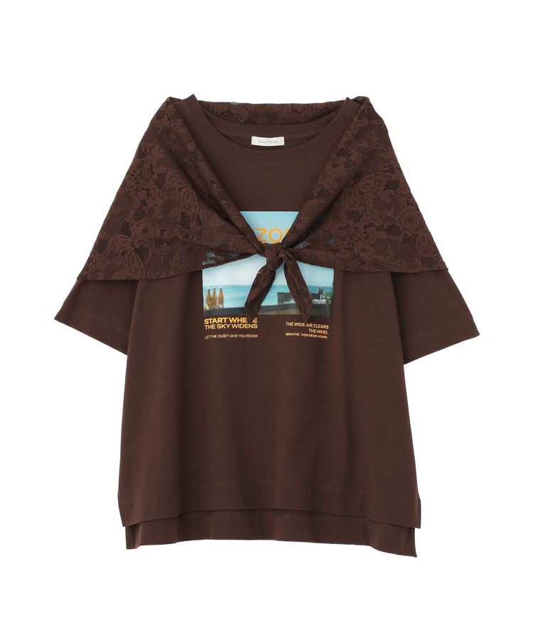 Green Parks「SET2点フォトTシャツ＋レーススカーフ」|Tシャツ・カットソー|