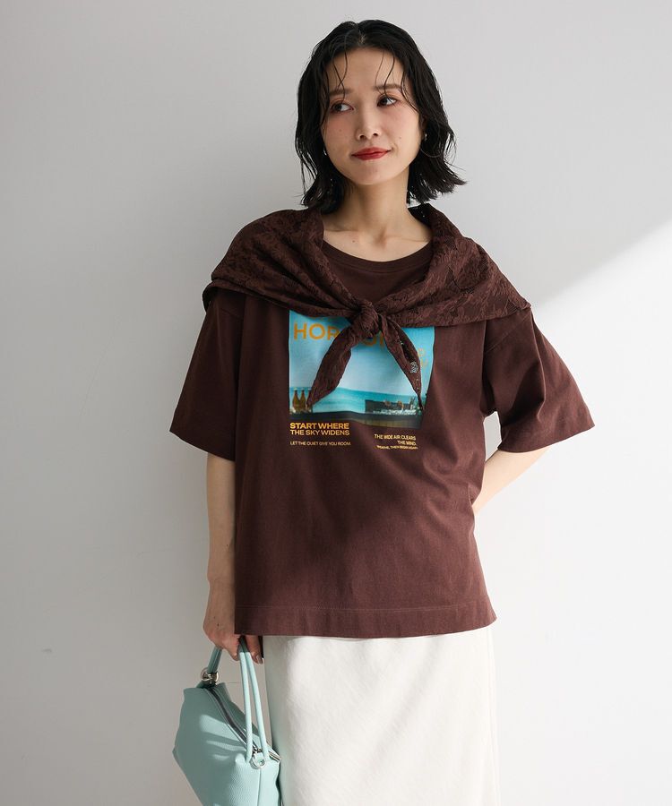Green Parks「SET2点フォトTシャツ＋レーススカーフ」|Tシャツ・カットソー|