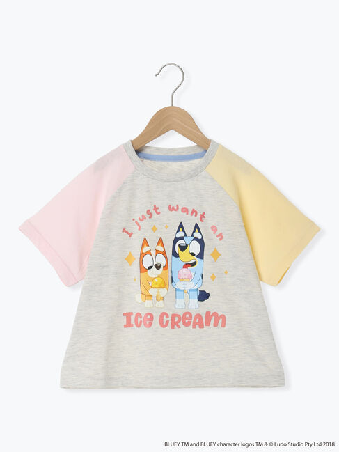 Samansa Mos2 Lagom「【ブルーイ】配色ラグランプリントTシャツ」|Tシャツ・カットソー|オートミール