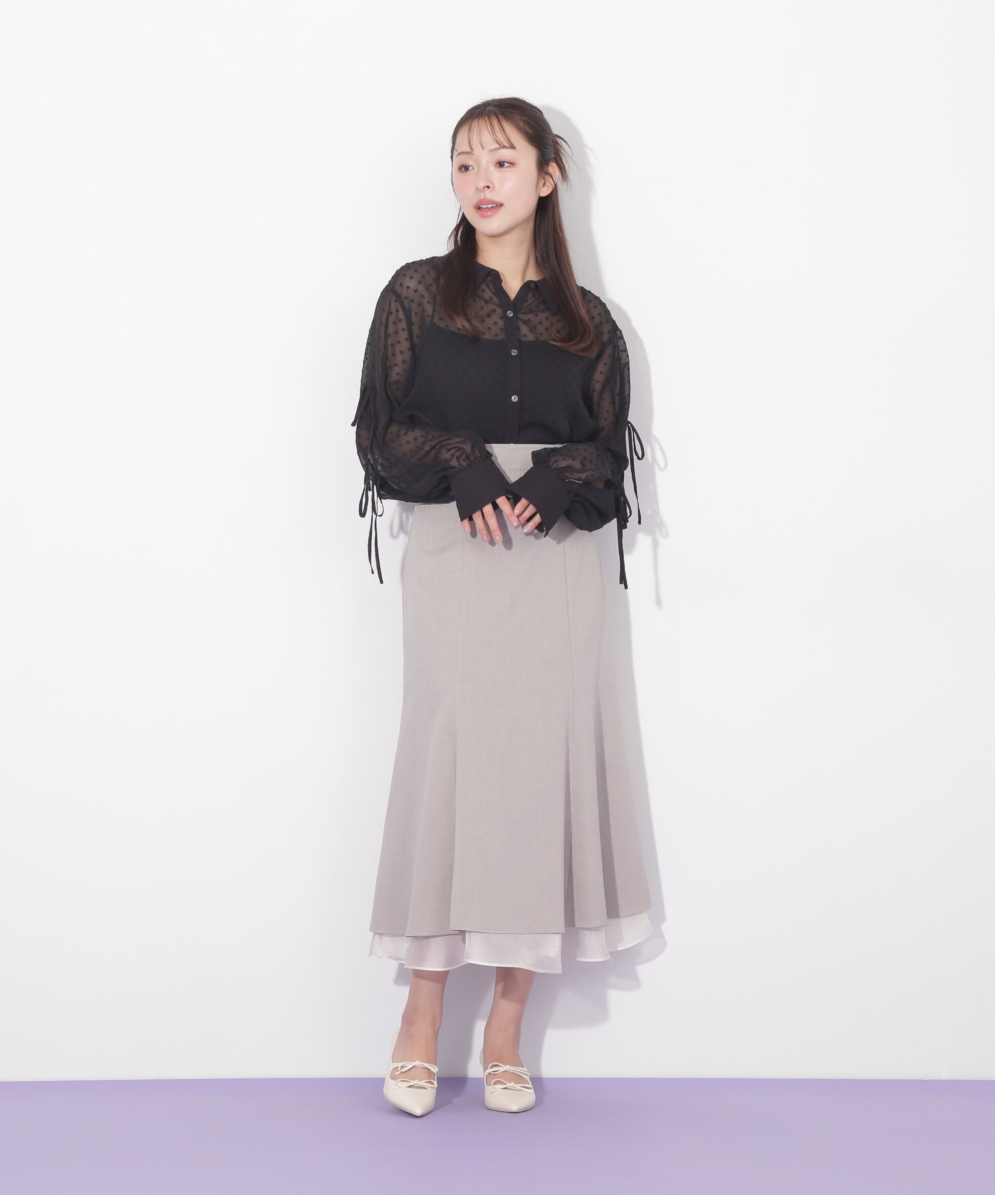  「バックギャザーシアーシャツ」|シャツ・ブラウス|