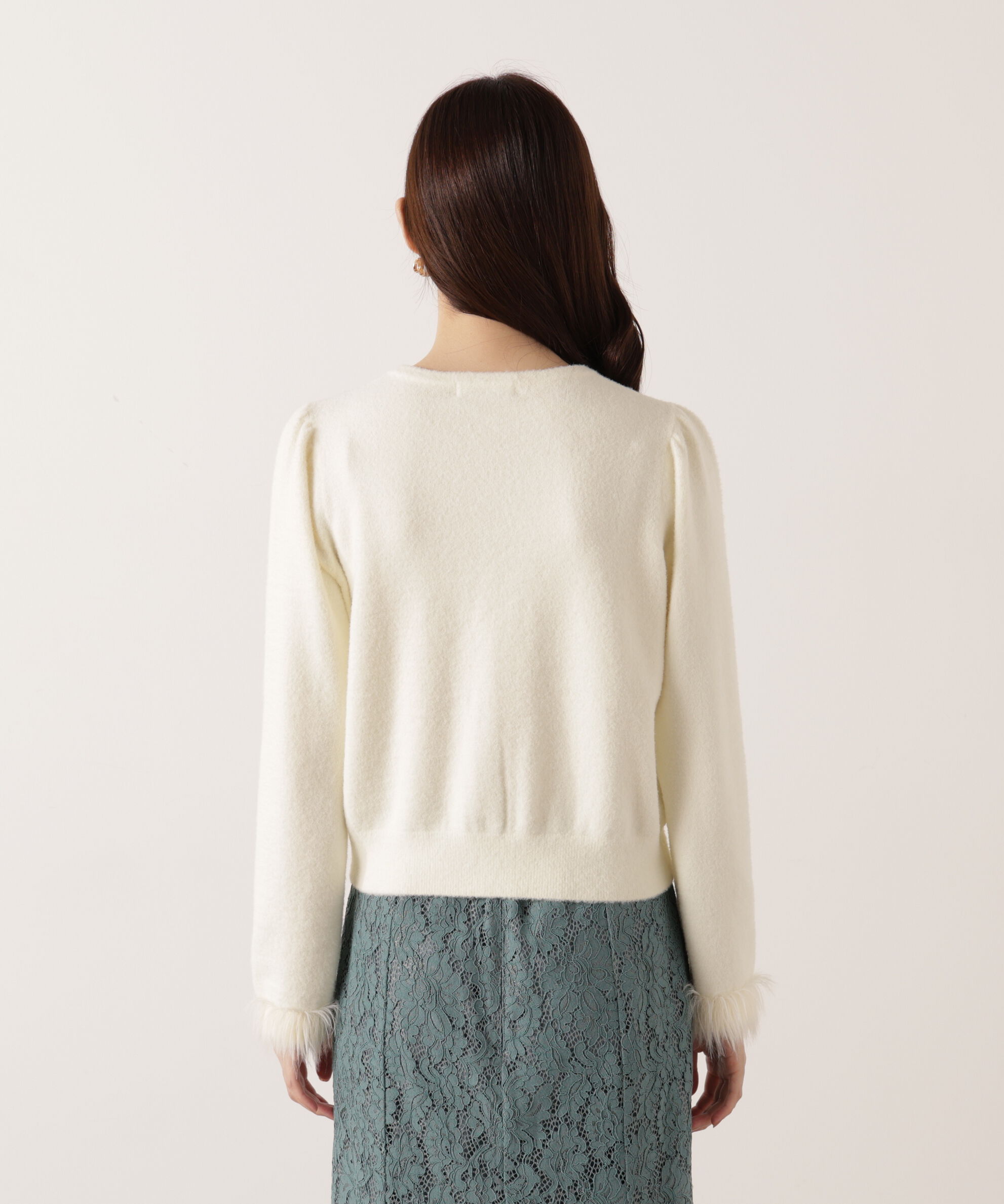 PROPORTION BODY DRESSING「部分フェザースリーブニットカーディガン 25AW」|カーディガン|