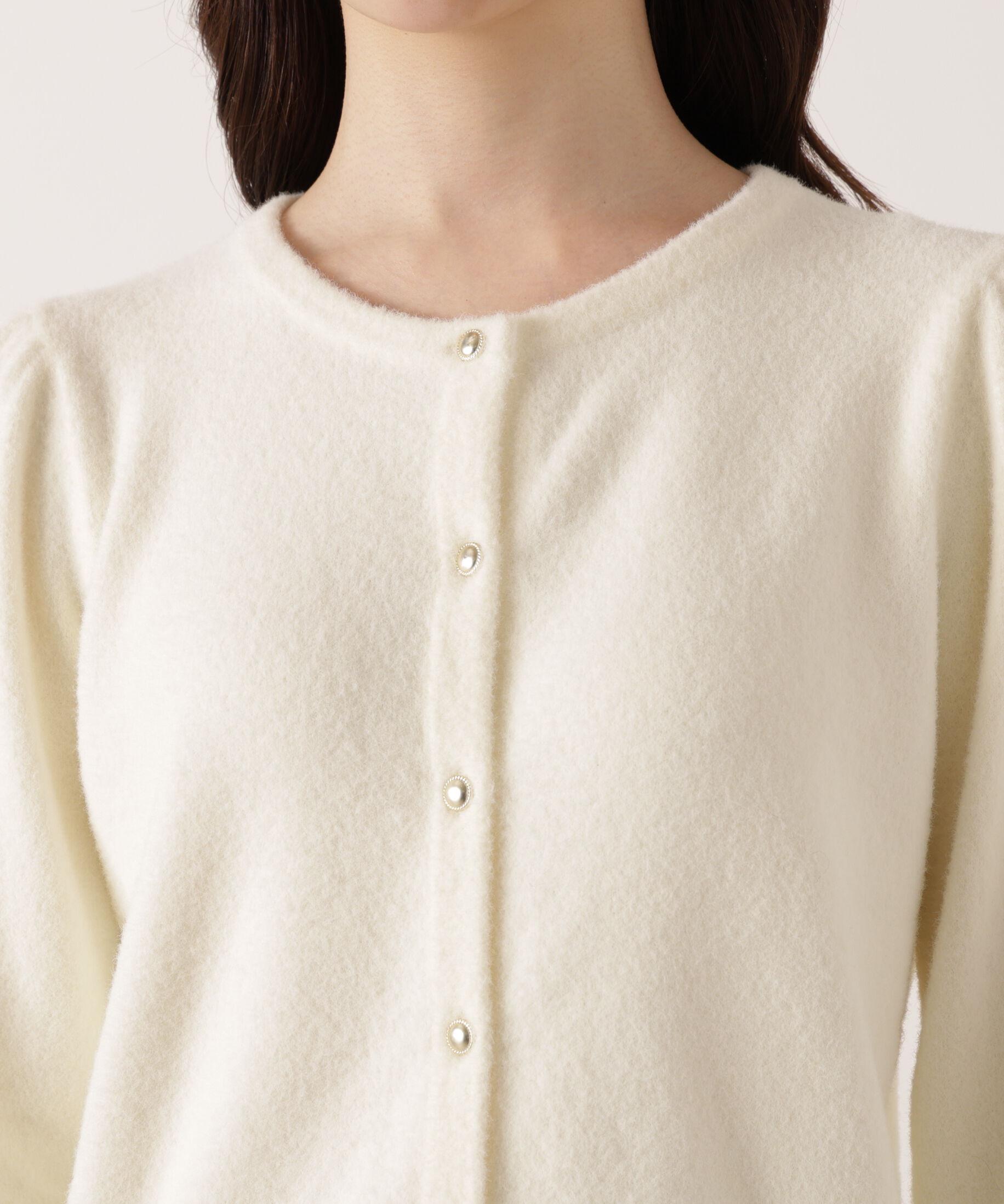 PROPORTION BODY DRESSING「部分フェザースリーブニットカーディガン 25AW」|カーディガン|