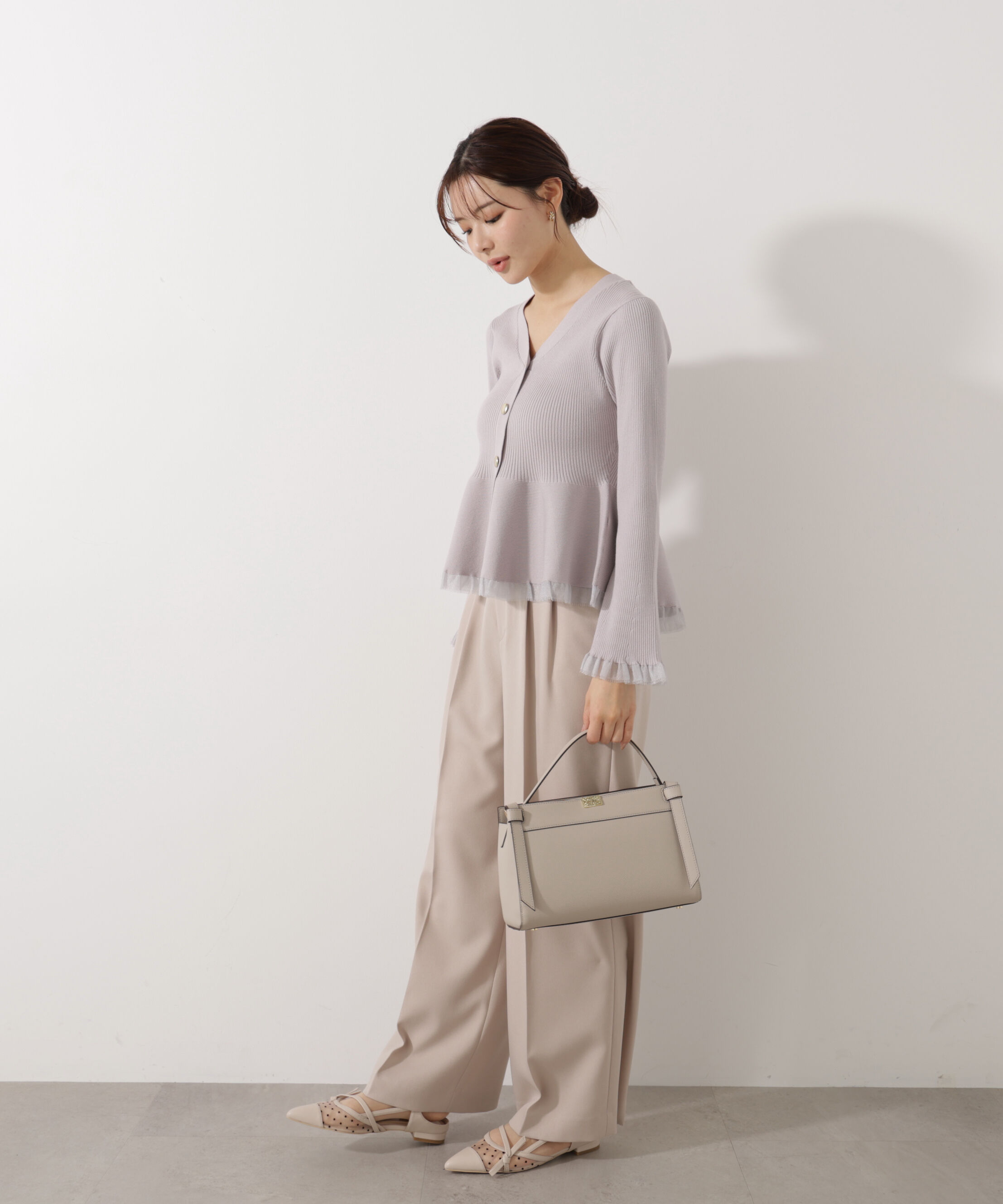 PROPORTION BODY DRESSING「シアー切替ペプラムニット　26SS」|ニット・セーター|