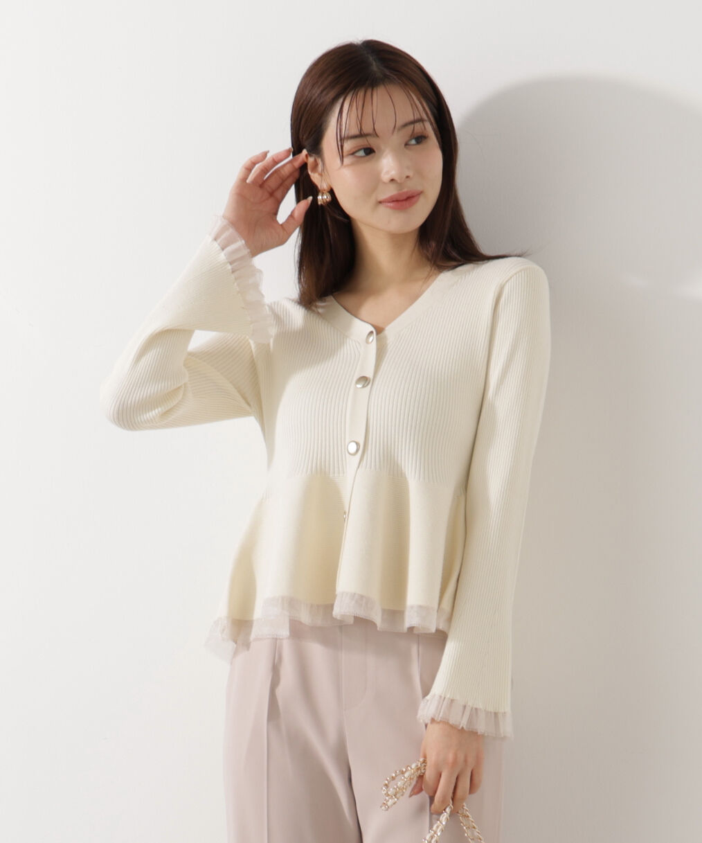 PROPORTION BODY DRESSING「シアー切替ペプラムニット　26SS」|ニット・セーター|