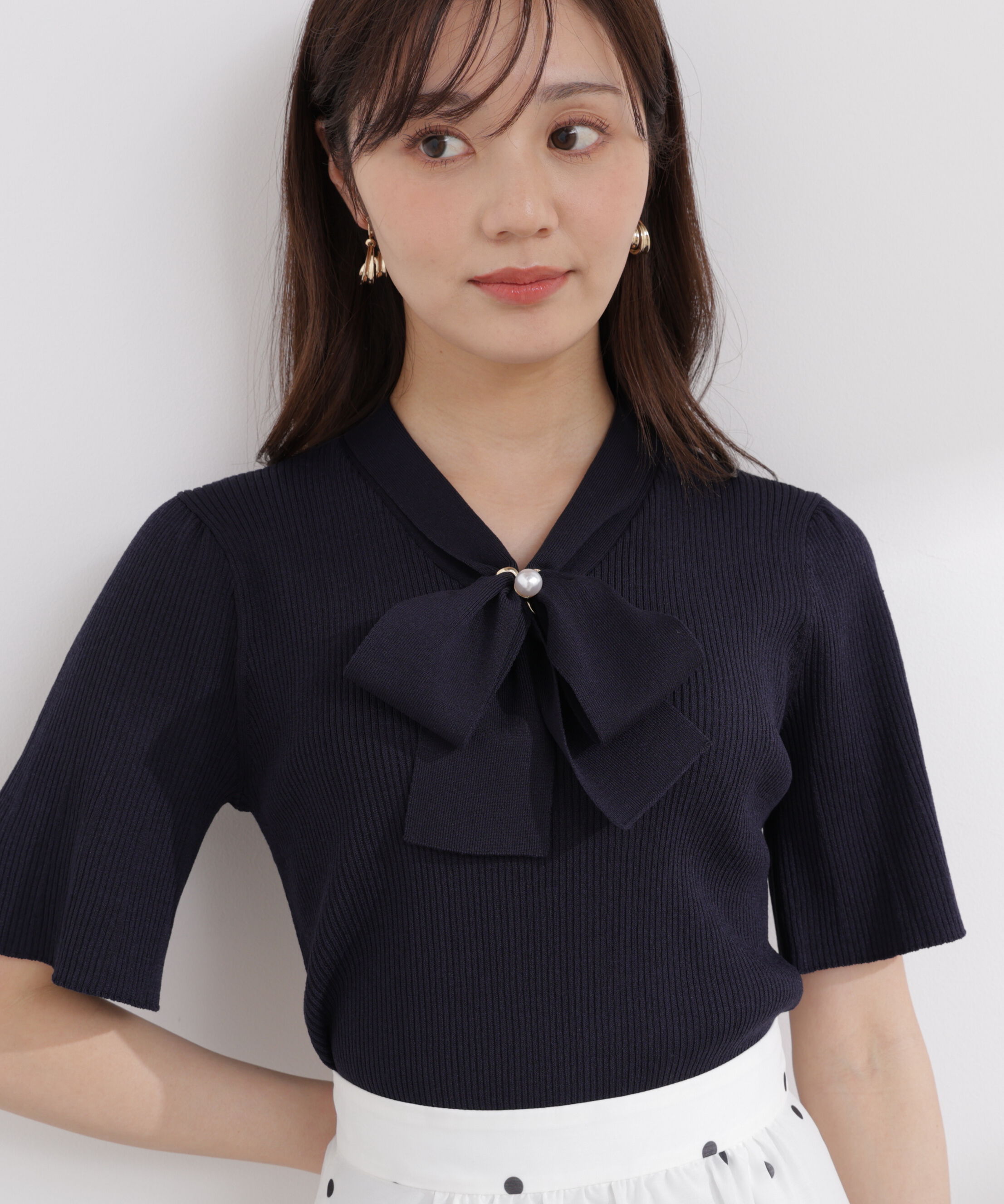 PROPORTION BODY DRESSING「3wayタイ付きニット 26SS」|ニット・セーター|ネイビー