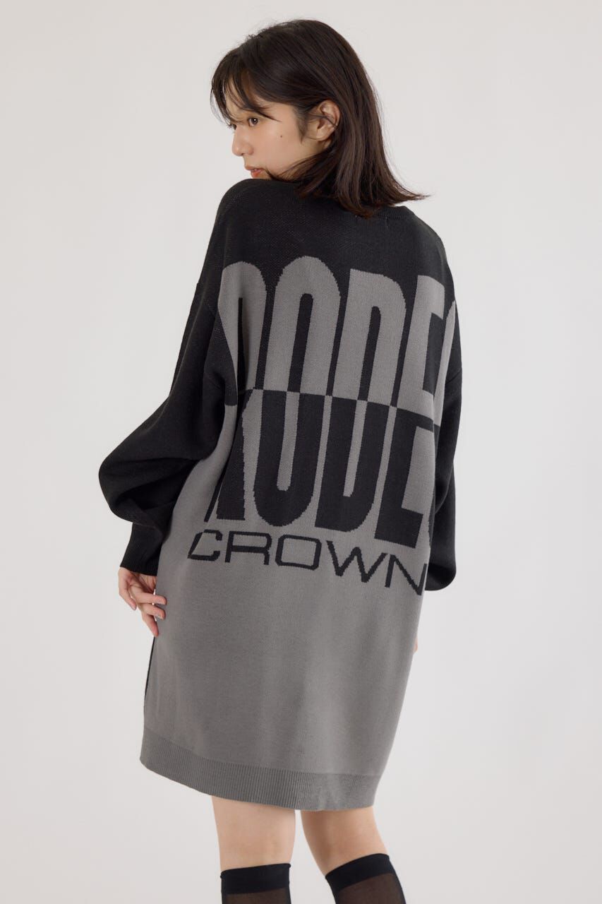 RODEO CROWNS「バックバイカラーロゴニットワンピース」|ワンピース|BLK