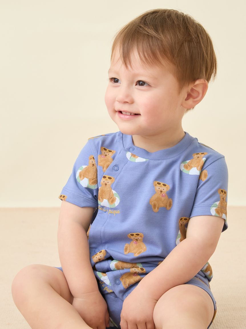 GELATO PIQUE KIDS & BABY「【BABY】【接触冷感】サマーベア柄ロンパース」|ロンパース|NVY
