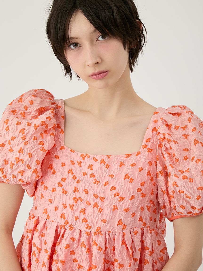 LILY BROWN「ジャガードボリュームバックリボンミニワンピース」|ワンピース|