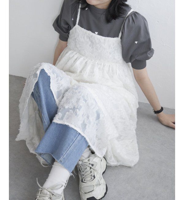 VENCE share style「フリンジジャガードキャミワンピース」|ワンピース|