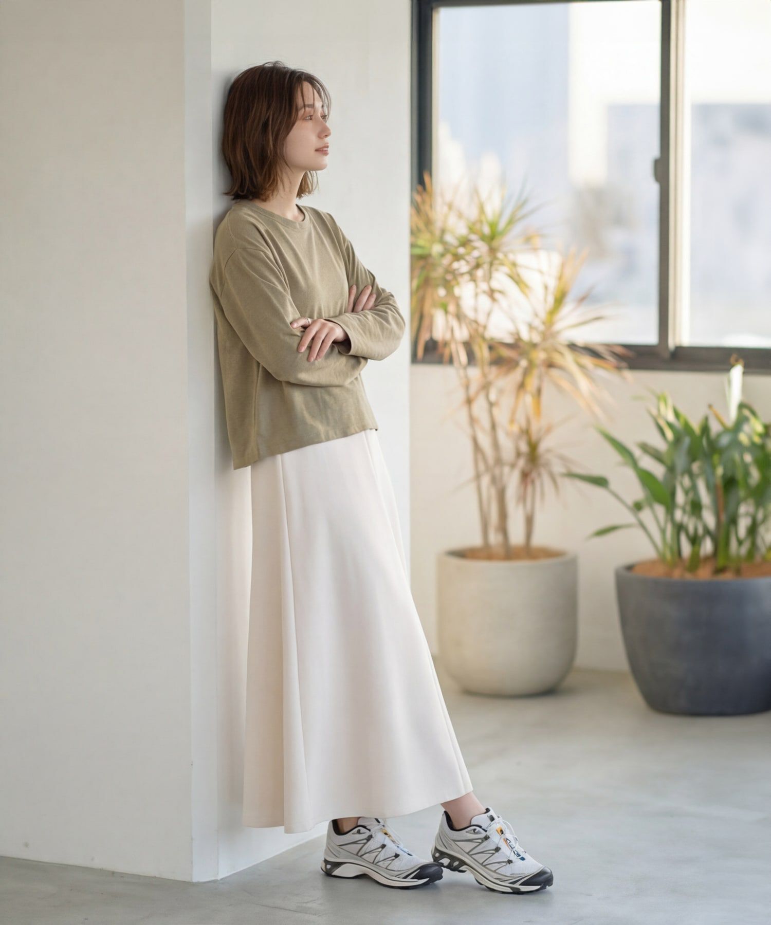 STYLE DELI「こなれたスラブ生地の下腹丈長袖Tシャツ」|Tシャツ・カットソー|