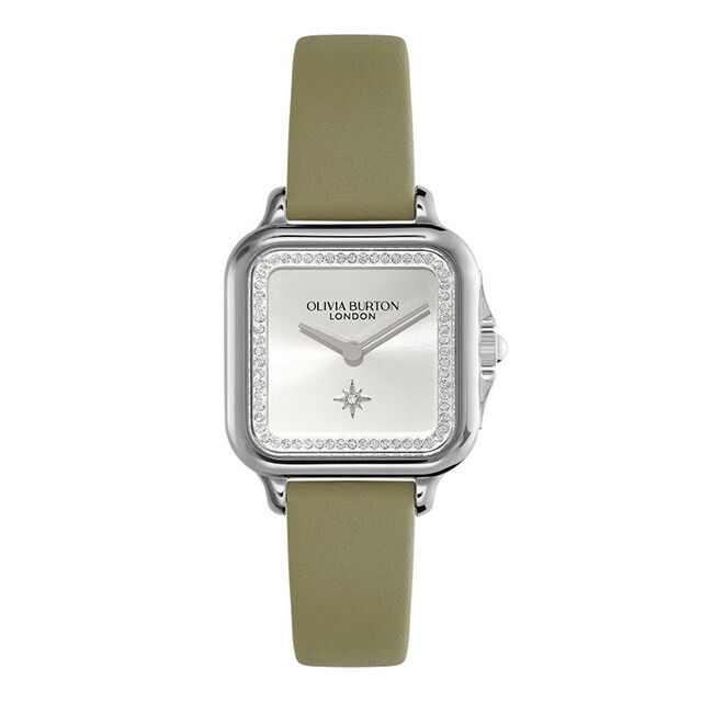 OLIVIA BURTON 「〈OLIVIA BURTON(ｵﾘﾋﾞｱﾊﾞｰﾄﾝ)〉ｸﾗｼｯｸ 28mm ｸﾞﾛﾌﾞﾅｰ ｸﾘｽﾀﾙｼﾙﾊﾞｰ ｻﾝﾚｲ ｾｰｼﾞ ﾚｻﾞｰ」|腕時計|SILVER