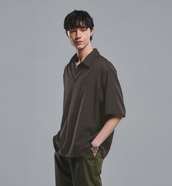UNITED ARROWS green label relaxing「ウォッシャブルトロ スキッパー 半袖 シャツ プルオーバー -ウォッシャブル・ストレッチ-」|シャツ・ブラウス|DK.BROWN