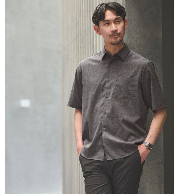 UNITED ARROWS green label relaxing「【WEB限定】JUST fit ウールライク 半袖 シャツ」|シャツ・ブラウス|DK.GRAY