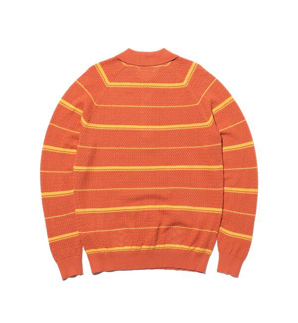 BEAMS PLUS「Knit Polo Basket Weave Stripe」|ポロシャツ|