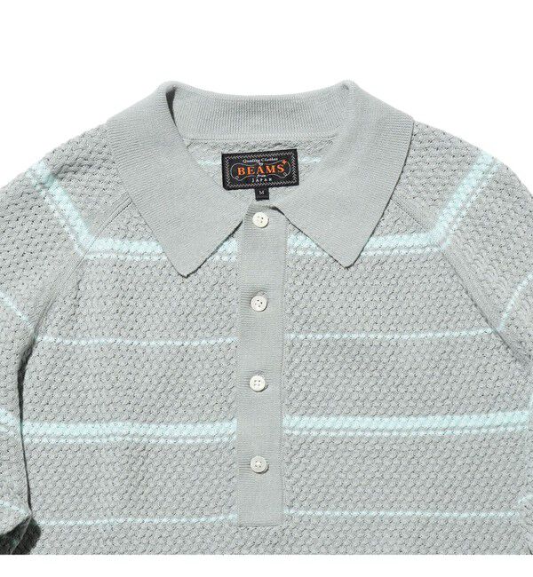 BEAMS PLUS「Knit Polo Basket Weave Stripe」|ポロシャツ|