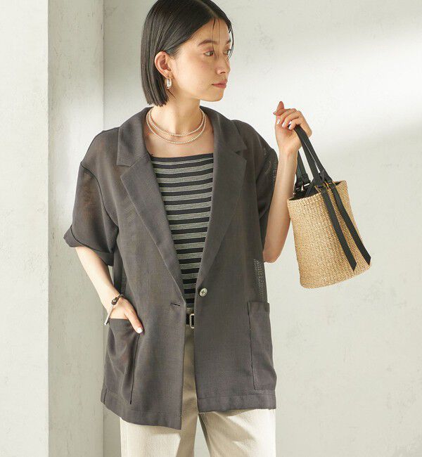 SHIPS for women「〈手洗い可能〉麻調 メッシュ ジャケット シャツ」|シャツ・ブラウス|