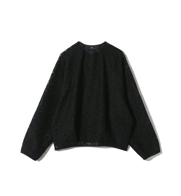 SHIPS for women「SHIPS Primary Navy Label:〈手洗い可能〉幾何学 ラッセル レース ブルゾン」|ブルゾン・スタジャン|