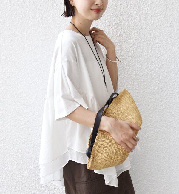 SHIPS for women「《予約》【WEB限定】〈手洗い可能〉ランダム ギャザー ドッキング TEE」|Tシャツ・カットソー|