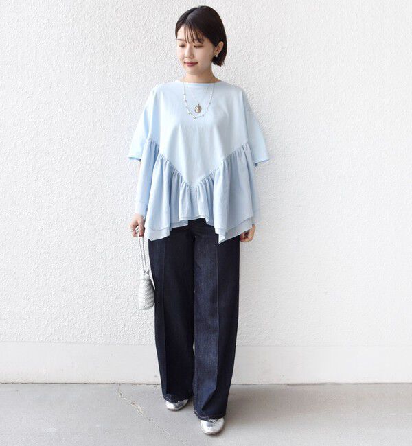 SHIPS for women「《予約》【WEB限定】〈手洗い可能〉ランダム ギャザー ドッキング TEE」|Tシャツ・カットソー|