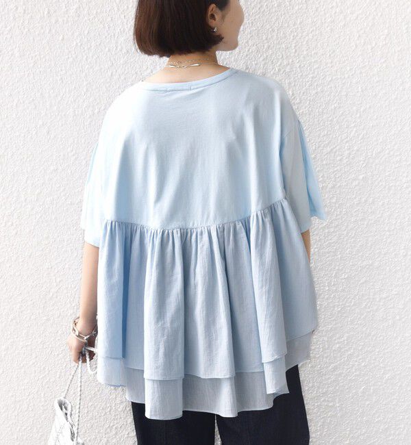 SHIPS for women「《予約》【WEB限定】〈手洗い可能〉ランダム ギャザー ドッキング TEE」|Tシャツ・カットソー|