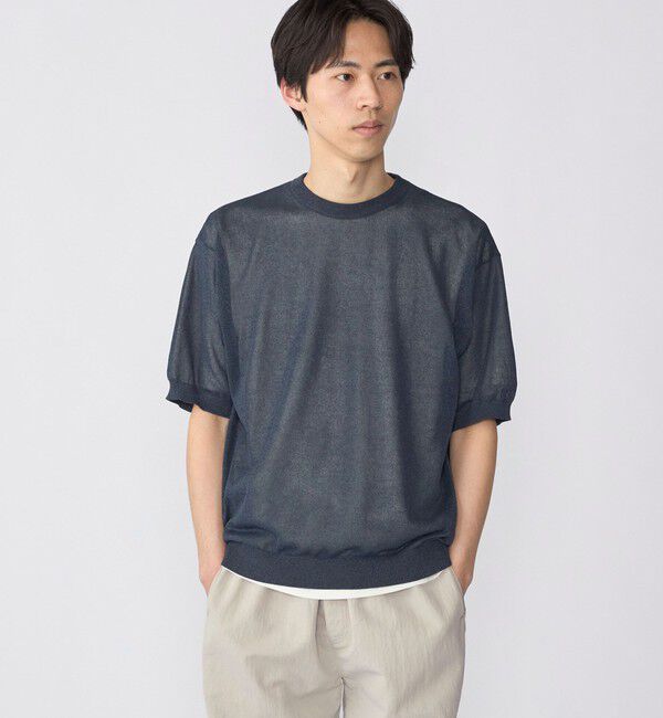 SHIPS「SHIPS: 〈手洗い可能〉和紙 クルーネック ニット Tシャツ」|Tシャツ・カットソー|