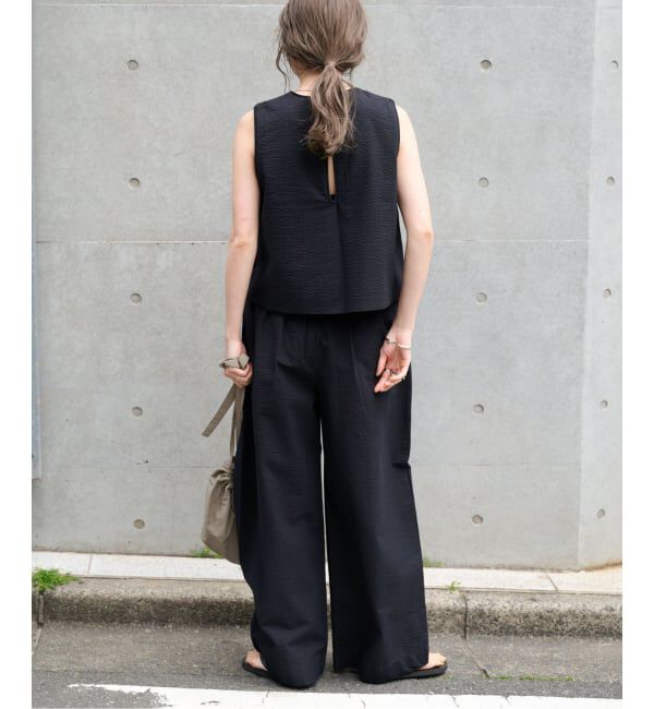 OUTDOOR PRODUCTS Usual Things「≪予約≫コットンサッカーベルテッドタックワイドパンツ」|スラックス|