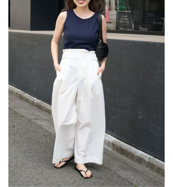 OUTDOOR PRODUCTS Usual Things「≪予約≫コットンサッカーベルテッドタックワイドパンツ」|スラックス|