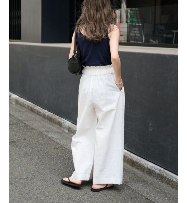 OUTDOOR PRODUCTS Usual Things「≪予約≫コットンサッカーベルテッドタックワイドパンツ」|スラックス|