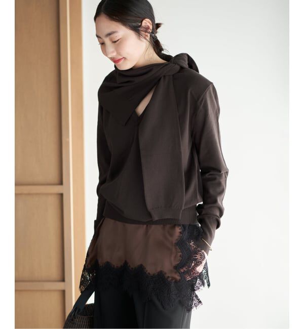 Plage「《名古屋店・WEB限定》R&rsquo;IAM スカーフレイヤードニット」|ニット・セーター|