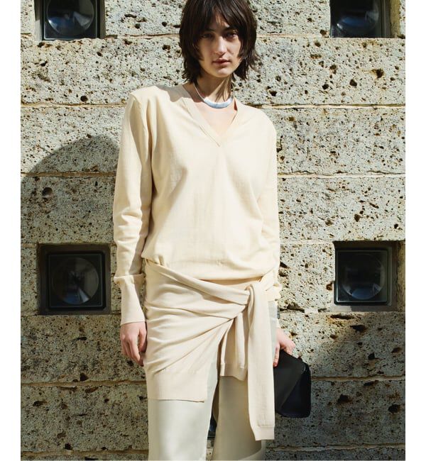 Plage「《名古屋店・WEB限定》R&rsquo;IAM スカーフレイヤードニット」|ニット・セーター|ナチュラル