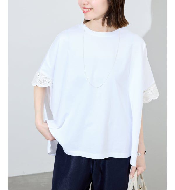 SLOBE IENA「《WEB限定/追加予約》レースコンビニュアンスプルオーバー」|Tシャツ・カットソー|