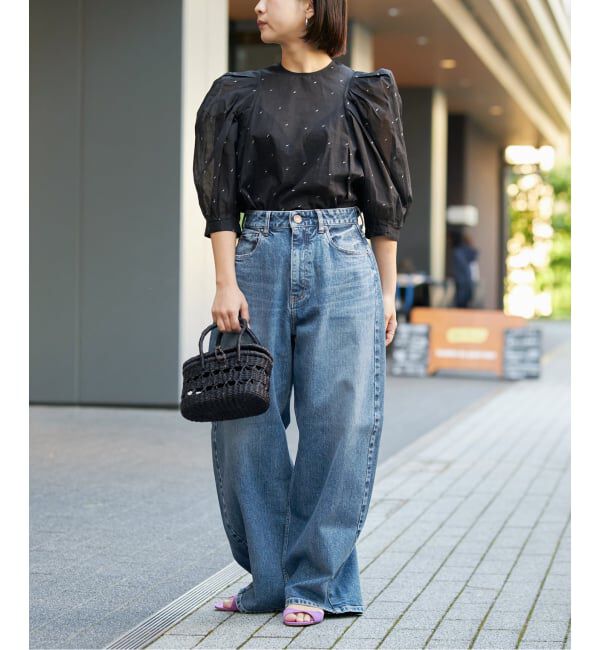 IENA LA BOUCLE「《追加予約》IENA LA BOUCLE コットンオーガンザエンブロイダリーパフィーブラウス」|シャツ・ブラウス|