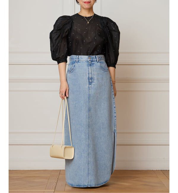 IENA LA BOUCLE「《追加予約》IENA LA BOUCLE コットンオーガンザエンブロイダリーパフィーブラウス」|シャツ・ブラウス|