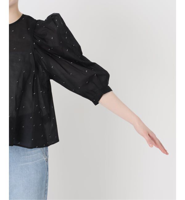 IENA LA BOUCLE「《追加予約》IENA LA BOUCLE コットンオーガンザエンブロイダリーパフィーブラウス」|シャツ・ブラウス|