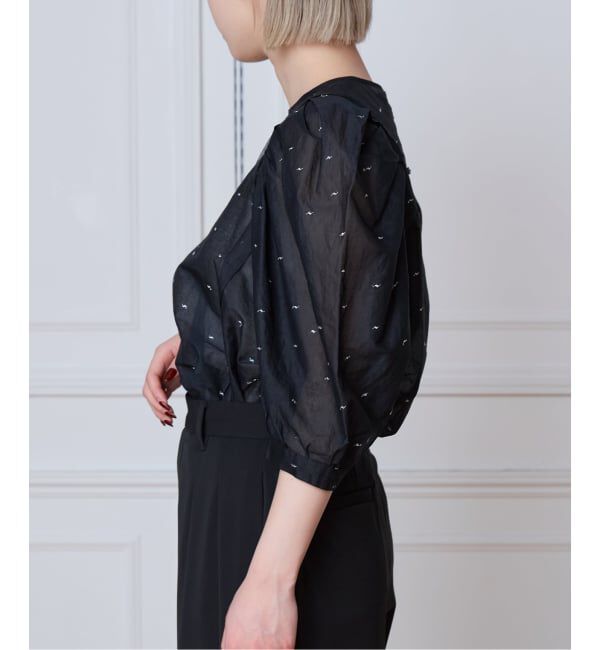 IENA LA BOUCLE「《追加予約》IENA LA BOUCLE コットンオーガンザエンブロイダリーパフィーブラウス」|シャツ・ブラウス|