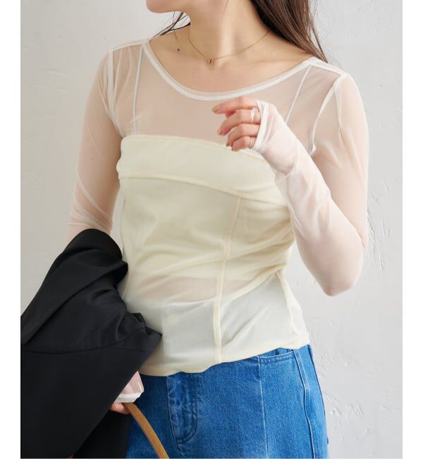 U by SPICK&SPAN「シアーベロア コルセットトップス」|Tシャツ・カットソー|