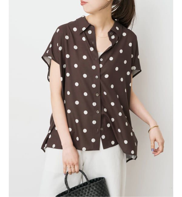 Spick and Span「《一部店舗+WEB限定 / 追加予約》ドットフレンチスリーブシャツ」|シャツ・ブラウス|