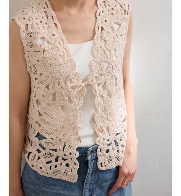 FRAMeWORK「≪追加≫コットンレースエンブロイダリーVEST」|ダウンベスト・ベスト|