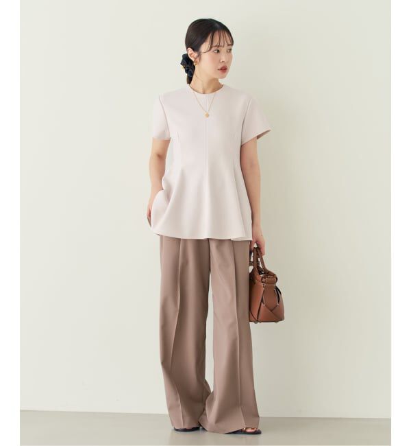 NOBLE「《追加・セットアップ対応》【洗える】コンフォートジャージーライクペプラムブラウス」|シャツ・ブラウス|