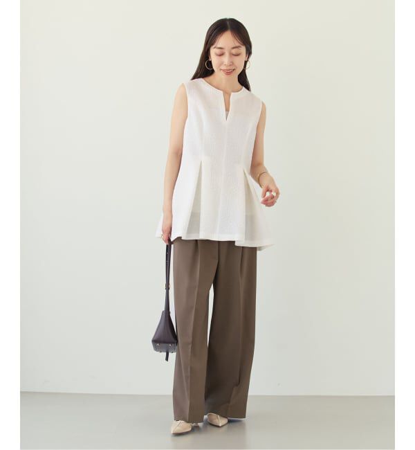 NOBLE「【洗える】ミックスシアーノイズペプラムブラウス」|シャツ・ブラウス|