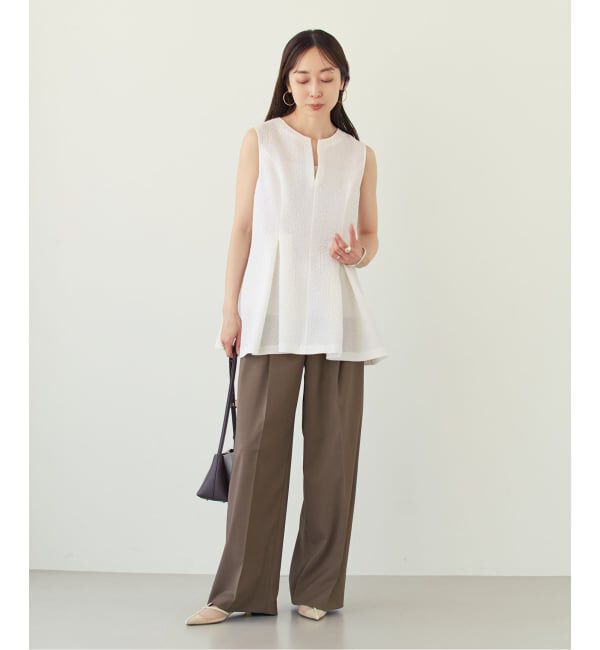 NOBLE「【洗える】ミックスシアーノイズペプラムブラウス」|シャツ・ブラウス|