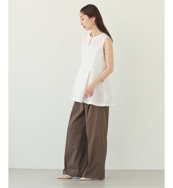NOBLE「【洗える】ミックスシアーノイズペプラムブラウス」|シャツ・ブラウス|