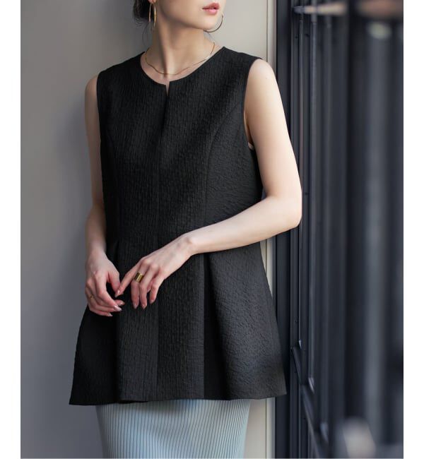 NOBLE「【洗える】ミックスシアーノイズペプラムブラウス」|シャツ・ブラウス|
